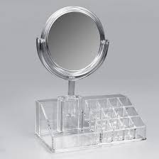 makeup box with magnifying mirror at