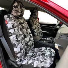 White Camo Canvas Front Car Seat Covers