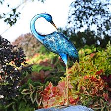 Blue Heron Decoy Metal Birds Yard Art