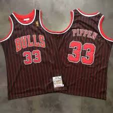 Dennis Rodman Scottie Pippen Chicago Bulls Mitchell Ness Hardwood Classics Embroidery Jersey Black