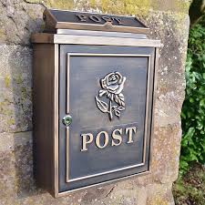 Rose Wall Mounted Post Box Bronze