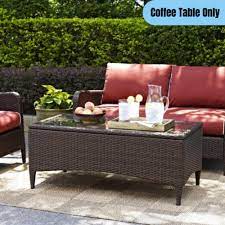 Outdoor Wicker Glass Top Coffee Table