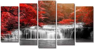 Autumn Red Forest Canvas Wall Art