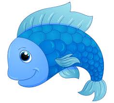 cute blue fish cartoon vector