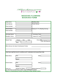 wedding booking form template word