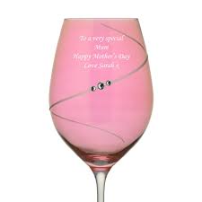 Personalised Pink Wine Glass With