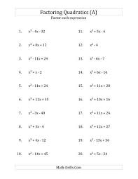 Factoring Quadratic Expressions With
