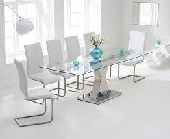 If you want to make your dining room look stylish and functional, buy a beautiful glass extendable dining table on discount price that extends to seat extra guests. Mark Harris Amber Glass Extending Dining Table And 6 Malibu Chairs Chrome And White Cfs Furniture Uk