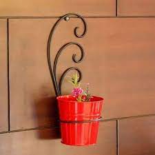 Red Iron Wall Mounted Flower Plant Pot