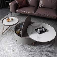 Gray Round Swivel Coffee Table With