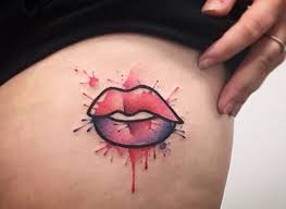 impressive mouth lip and kiss tattoos