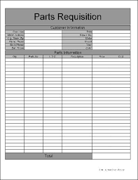 Free Basic Parts Requisition Form From Formville