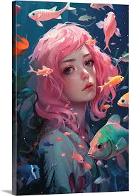 Anime Fish Girl I Wall Art Canvas