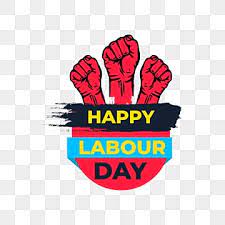 Happy Labour Day Vector Label With Strong Orange Fist On Transparent  gambar png
