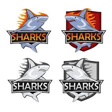 sharks logo emblem stock vector by