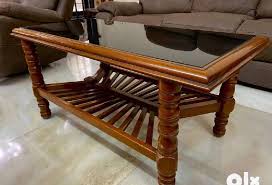 Center Table Solid Wood With Glass