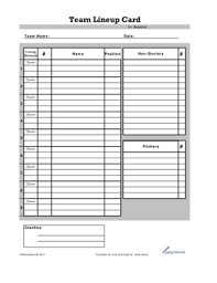 14 Printable Free Custom Baseball Lineup Cards Forms And