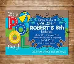 Pool Birthday Party Invitation Boys Swimming Party Water