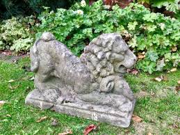 Antique Stone Garden Lion Statue