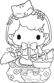 coloring page princess cat kawaii style