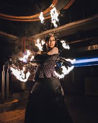 fire dancing performance wear with