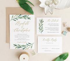 Greenery Wedding Invitation Template Printable Wedding Invitations Invitation Suite Edit In Word Or Pages