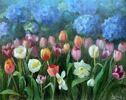 spring garden painting by ling strube