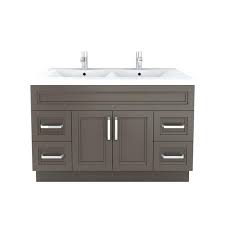 The vanity is designed with strong attractive lines and finish in white with old bronze finish hardware. Cutler Kitchen Bath Urban 48 In Contemporary Bathroom Vanity Lowe S Canada