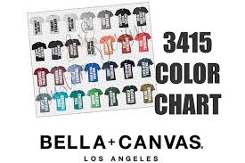 Bella 3415 V Neck T Shirt Color Chart