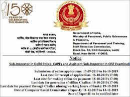 Ssc Cpo 2019 Notification Released For Si Capf Asi Ssc
