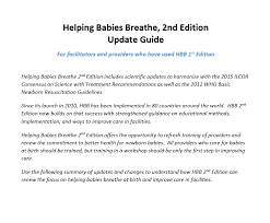 Helping Babies Breathe 2nd Edition Update Guide Healthy