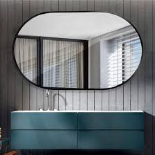 Large Black Oval Wall Mirror Modern
