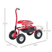 Outsunny Garden Cart Rolling Scooter