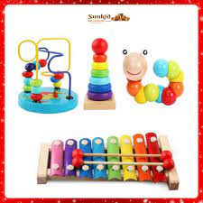 Hot ] Combo đồ chơi gỗ đồ chơi thông minh phát triển trí tuệ cho bé sâu-  đàn-tháp-luồn hạt