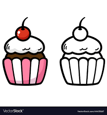 black white cupcake vector image