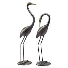 Watchful Crane Pair Garden Statue 51063