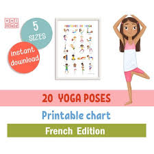 french yoga poses printable poster