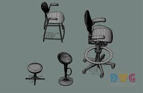pedestal stool 3d dwg
