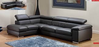 Dark Grey Leather Modern Sectional Sofa
