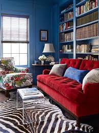 Living Room With A Red Couch