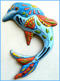 Decorative Dolphin Metal Art Tropical