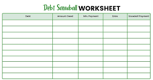 free debt snowball worksheet printable
