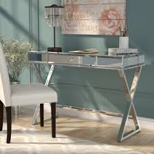 Bring chic french laundry style to your home office with this mirrored writing desk. Chrome Mirrored Desks You Ll Love In 2021 Wayfair