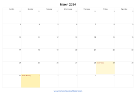 march 2024 printable calendar with