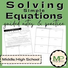 Solving Simple Equations Guided Notes