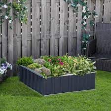 Outsunny 3x3ft Metal Raised Garden Bed Steel Planter Box No Bottom W A Pairs Of
