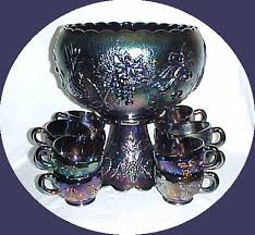 Vintage Carnival Glass Punch Bowl Set