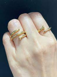 18k gold cartier nail ring women s