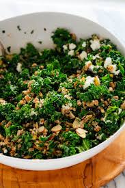 farro and kale salad with goat cheese
