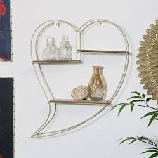 gold wire metal heart shelving unit
